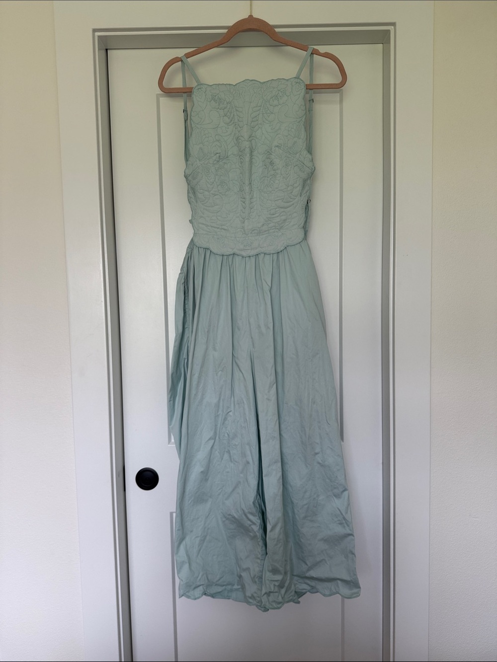 Pastel Blue Embroidered Spaghetti Strap Jumpsuit